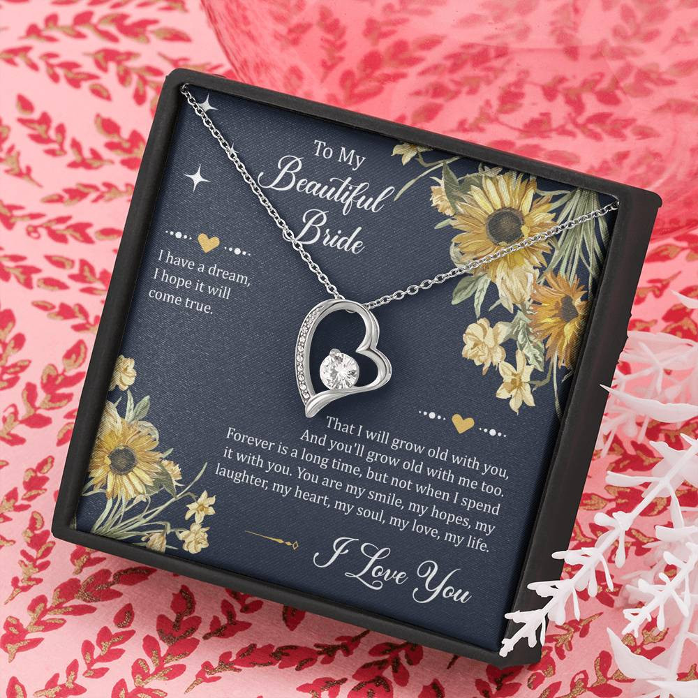 To My Bride Gifts, I Have A Dream, Forever Love Heart Necklace For Women, Wedding Day Thank You Ideas From Groom