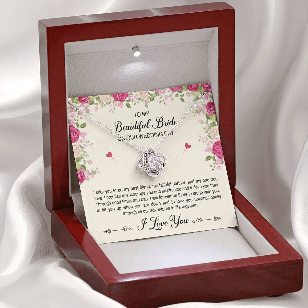 To My Bride Gifts, I Take You To Be My Best Friend , Love Knot Necklace For Women, Wedding Day Thank You Ideas From Groom