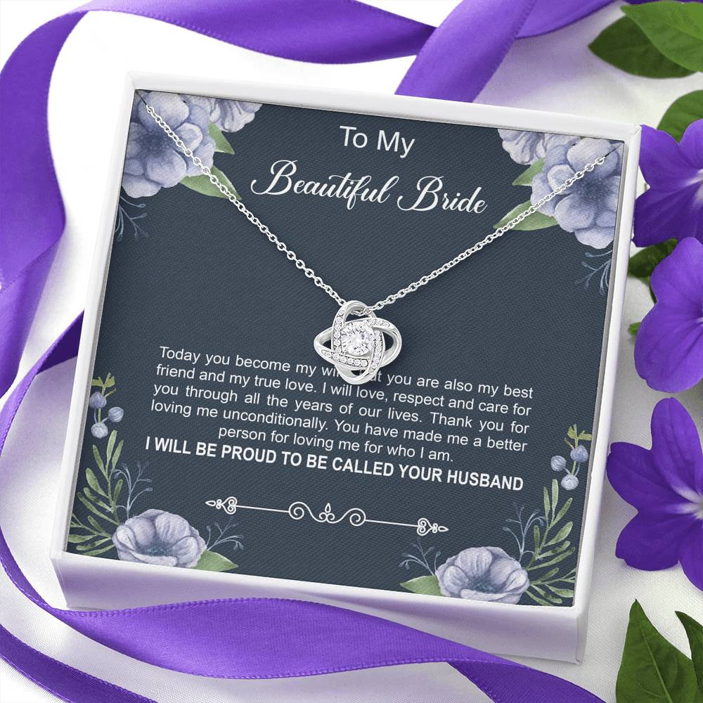 To My Bride Gifts, Today You Become My Wife, Love Knot Necklace For Women, Wedding Day Thank You Ideas From Groom