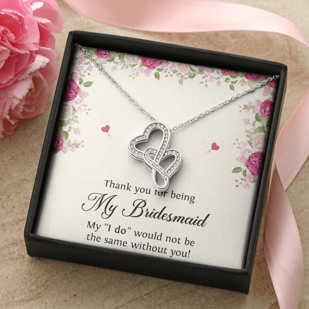 To My Bridesmaid Gifts, Thank You , Double Heart Necklace For Women, Wedding Day Thank You Ideas From Bride
