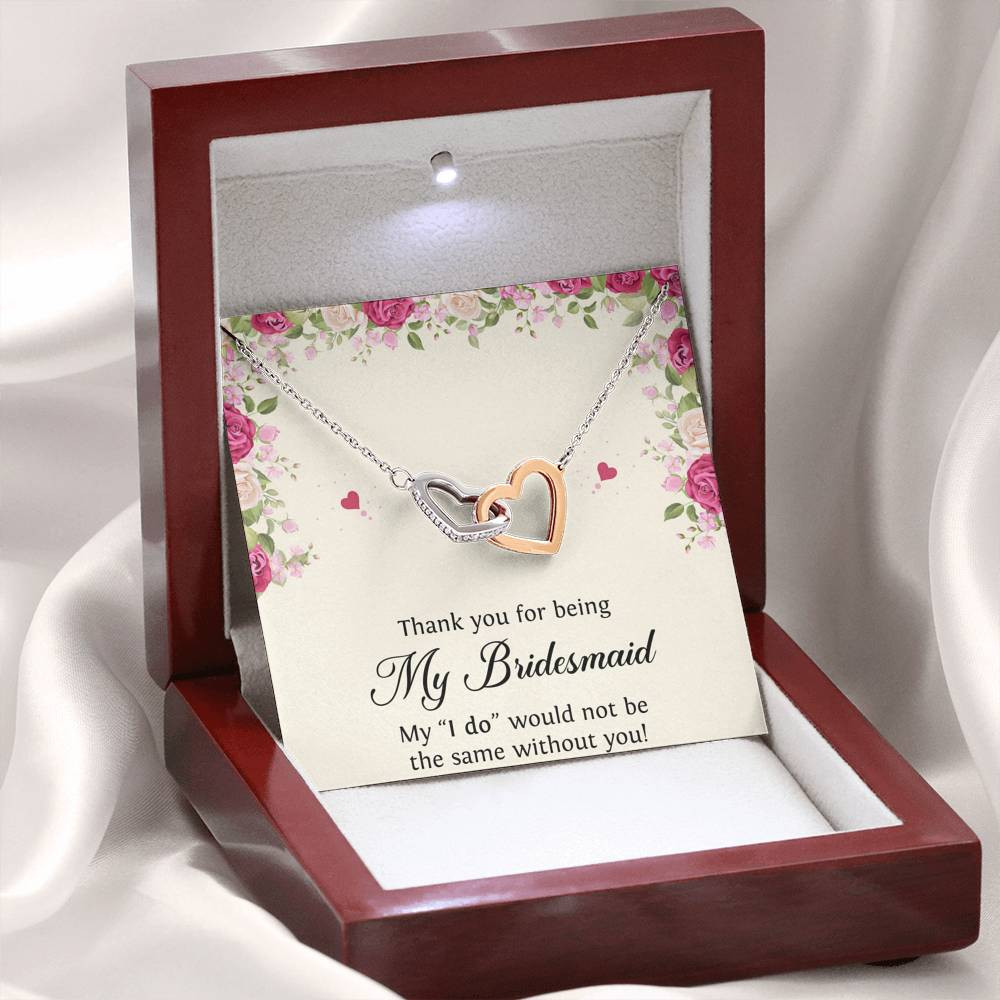 To My Bridesmaid Gifts, Thank You , Interlocking Heart Necklace For Women, Wedding Day Thank You Ideas From Bride
