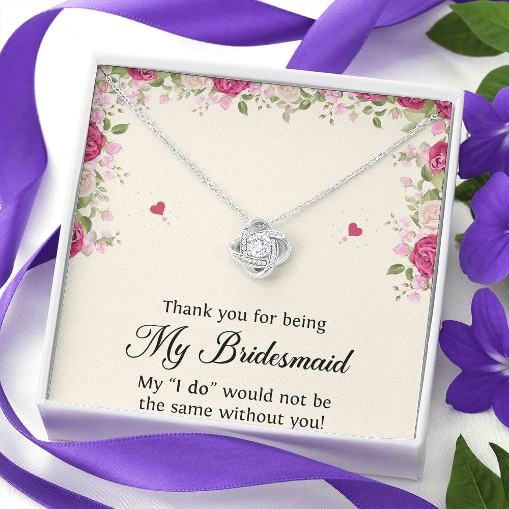 To My Bridesmaid Gifts, Thank You , Love Knot Necklace For Women, Wedding Day Thank You Ideas From Bride