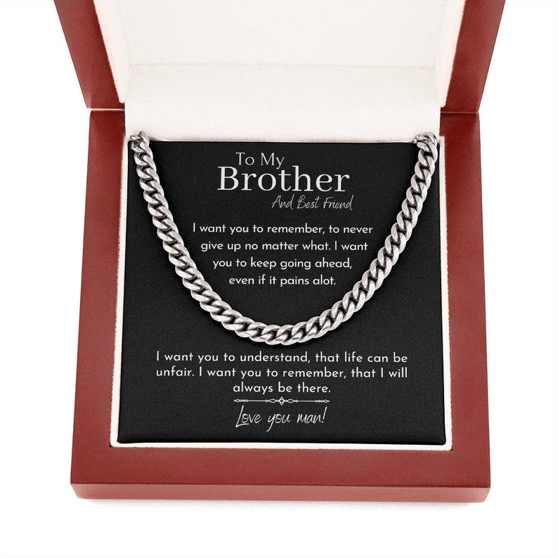 To My Brother And Best Friend Necklace, Love You Man – Cuban Link Chain Necklace, Chillever Necklace