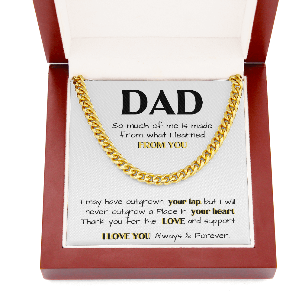 To my Dad – Thank You For The Love And Support, Gift Idea for Dad, Birthday Gift for Dad, Father’s Day, Cuban Link Chain Necklace