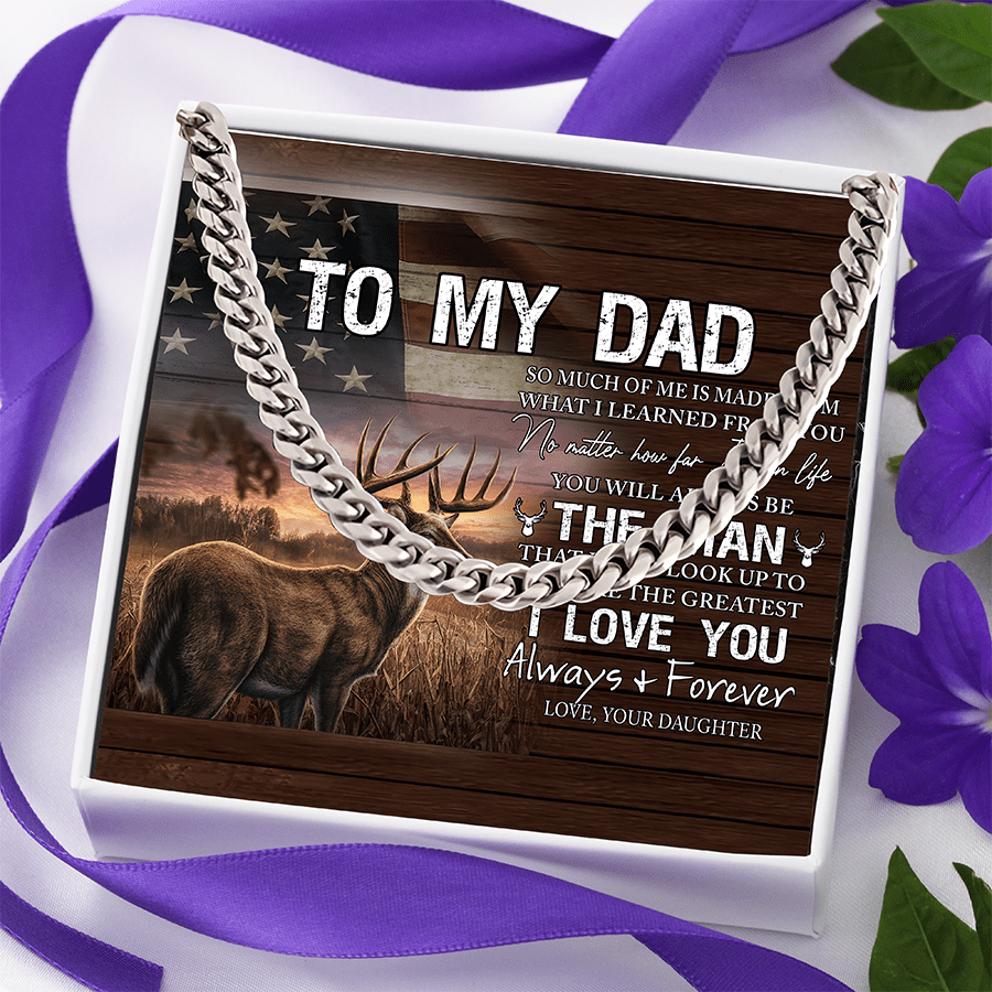 To My Dad Necklace, Gift From Son, Deer Above American Flag’s Gift From Son, Dad Necklace, Gifts For Dad, Dad Gift Necklace, Father’s Day Gift, Love Dad