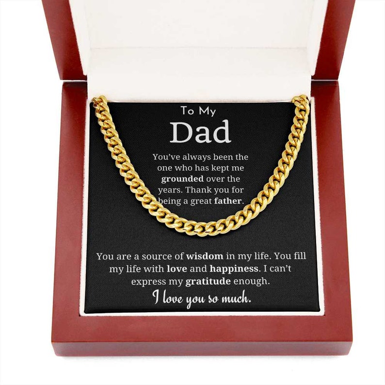To My Dad Necklace, Gifts for Dad from Daughter/Son, Necklace Gift for Dad Birthday, Father’s Day Gift, Cuban Link Chain Necklace