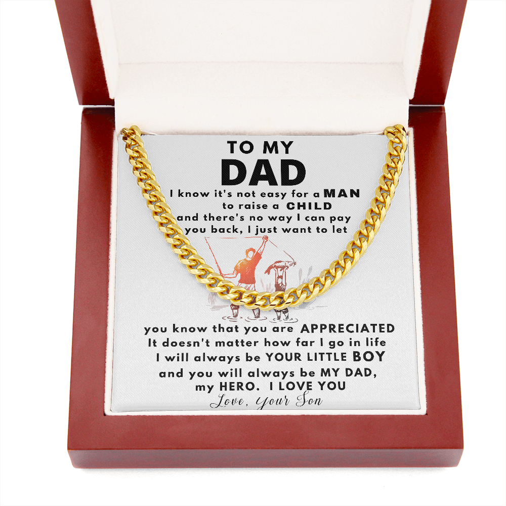 To my Dad Necklace You Will Always Be My Dad, My Hero, Birthday Gift, Perfect Gift for Idea, Father’s Day Gift, Cuban Link Chain Necklace