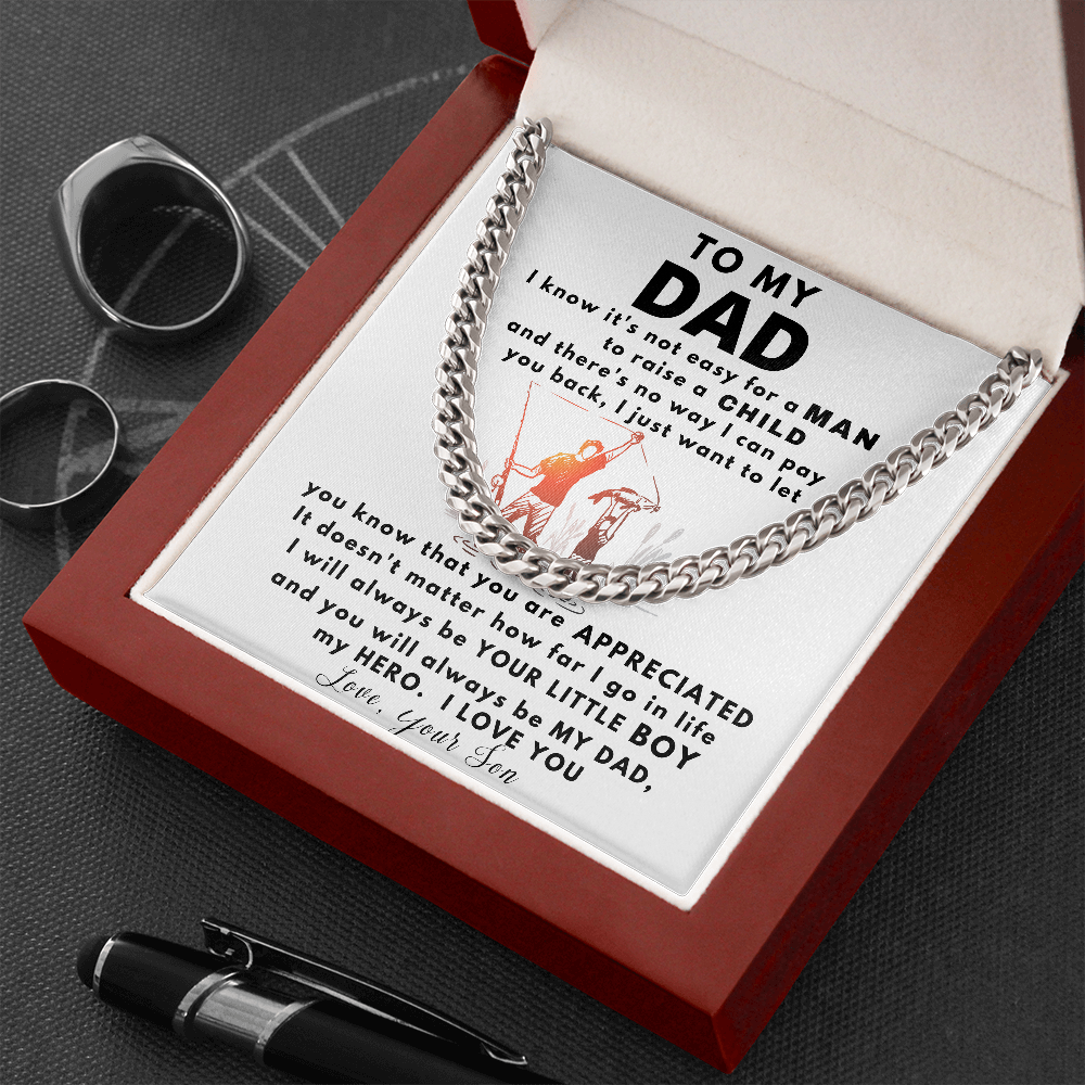 To my Dad Necklace You Will Always Be My Dad, My Hero, Birthday Gift, Perfect Gift for Idea, Father’s Day Gift, Cuban Link Chain Necklace