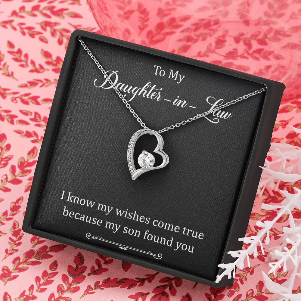 To My Daughter-in-law Gifts, I Know My Wishes Come True, Forever Love Heart Necklace For Women, Birthday Present Idea From Mother-in-law