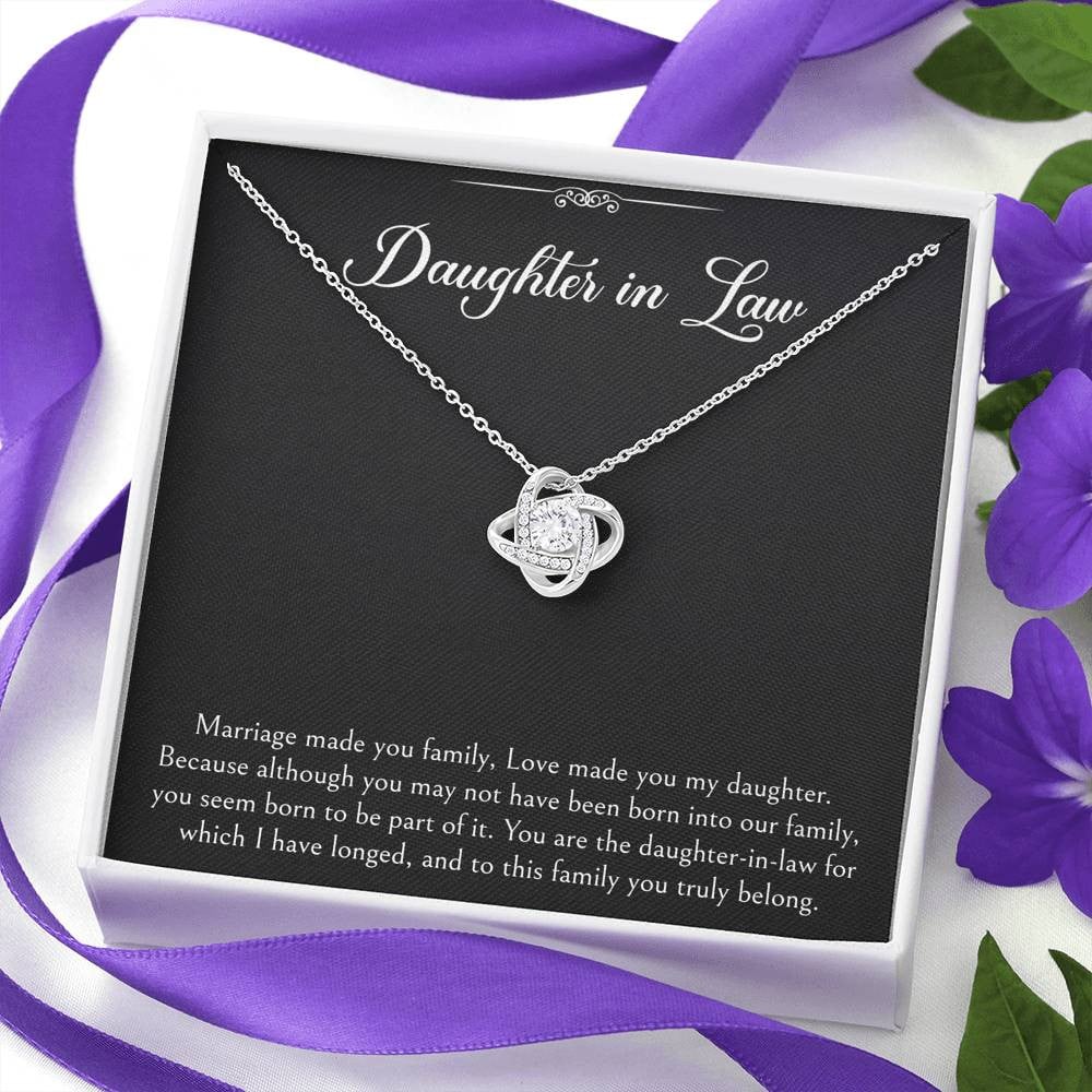 To My Daughter-in-law Gifts, Marriage Made You Family, Love Knot Necklace For Women, Birthday Present Idea From Mother-in-law