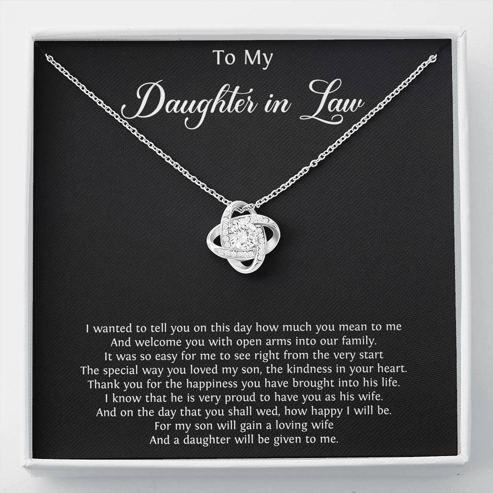 To My Daughter-in-law Gifts, Thank You For The Happiness, Love Knot Necklace For Women, Birthday Present Idea From Mother-in-law