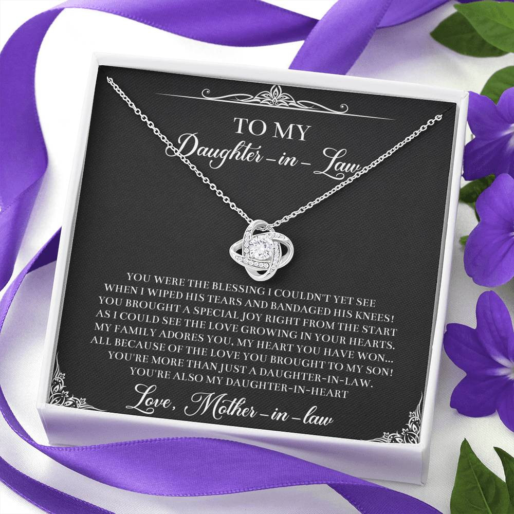 To My Daughter-in-law Gifts, The Blessing I Couldn’t See, Love Knot Necklace For Women, Birthday Present Idea From Mother-in-law