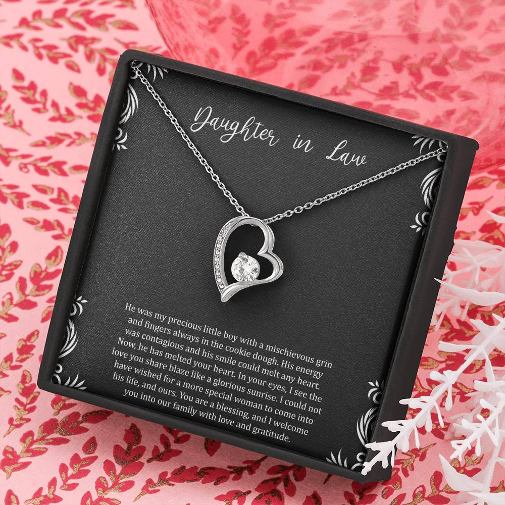 To My Daughter-in-law Gifts, You Are A Blessing, Forever Love Heart Necklace For Women, Birthday Present Idea From Mother-in-law