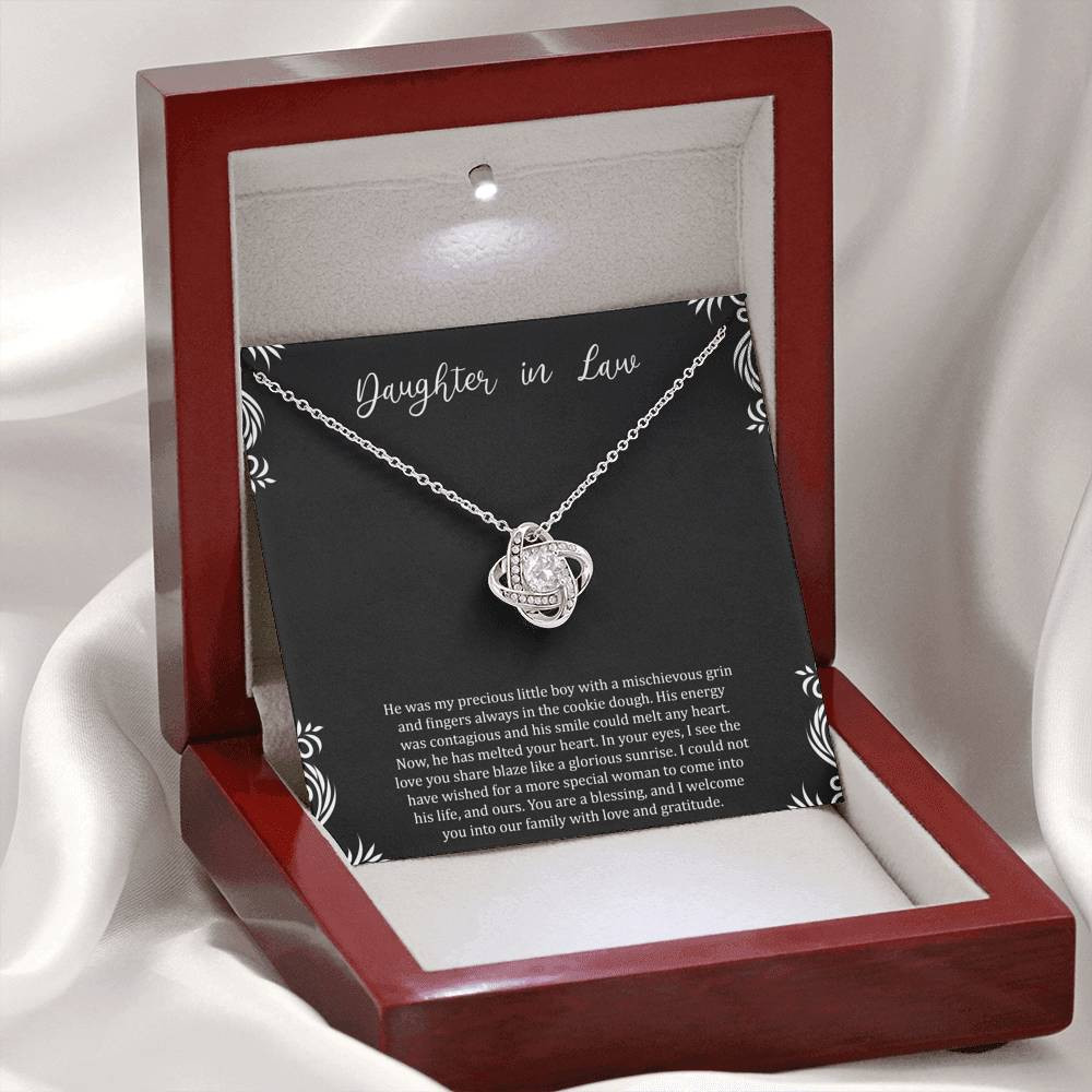 To My Daughter-in-law Gifts, You Are A Blessing, Love Knot Necklace For Women, Birthday Present Idea From Mother-in-law
