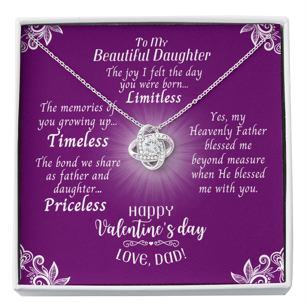 To My Daughter – Love Knot Necklace With Valentine’s Day – Priceless