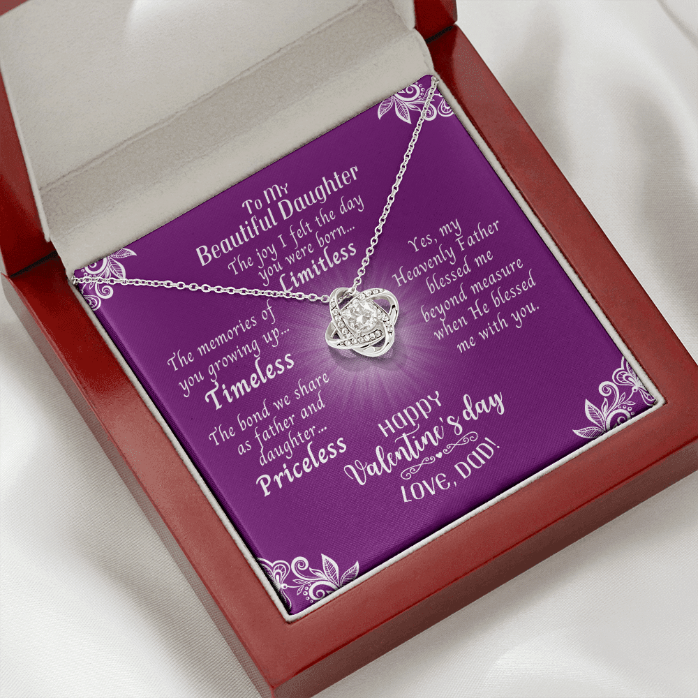 To My Daughter – Love Knot Necklace With Valentine’s Day – Priceless