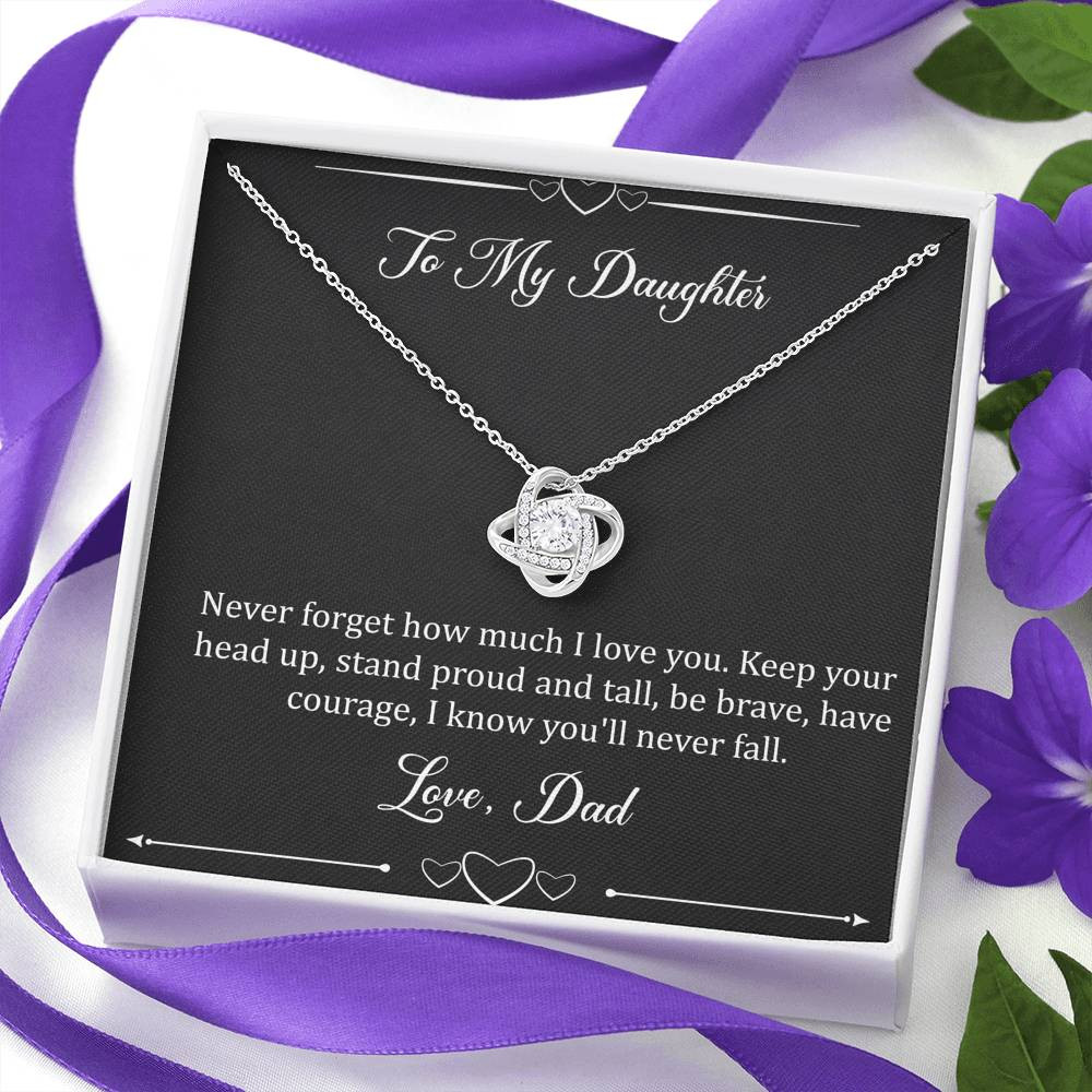 To My Daughter  Gifts, I Love You, Love Knot Necklace For Women, Birthday Present Idea From Dad