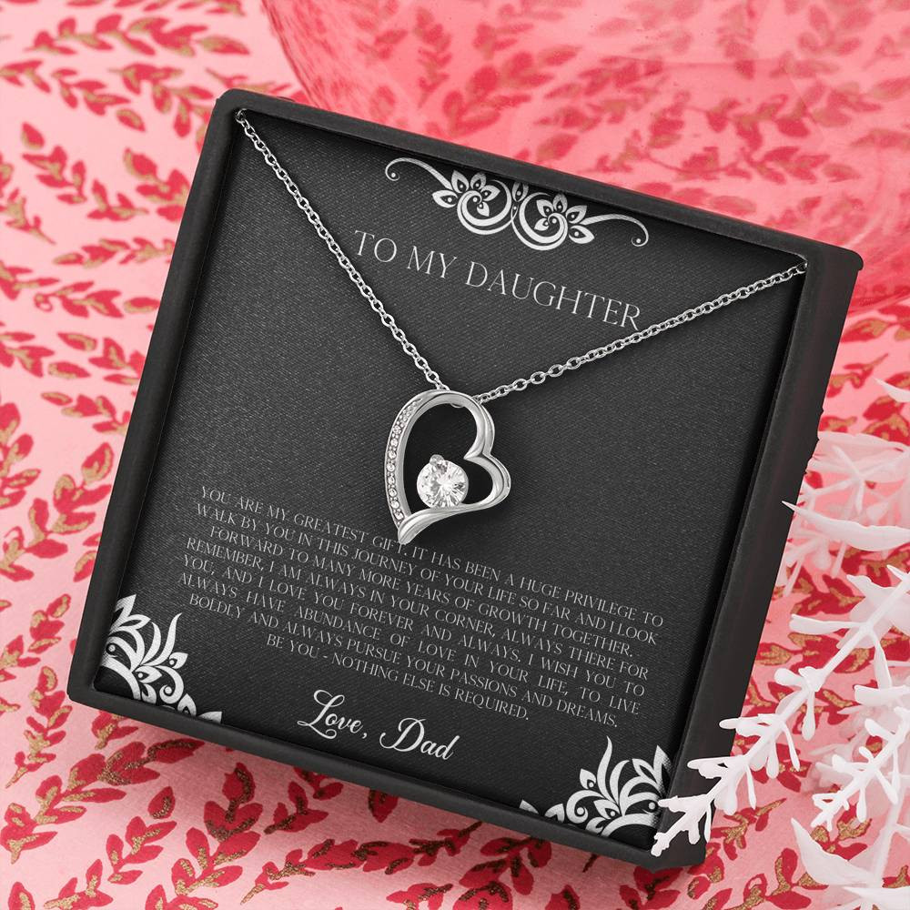 To My Daughter  Gifts, You Are My Greatest Gift, Forever Love Heart Necklace For Women, Birthday Present Idea From Dad