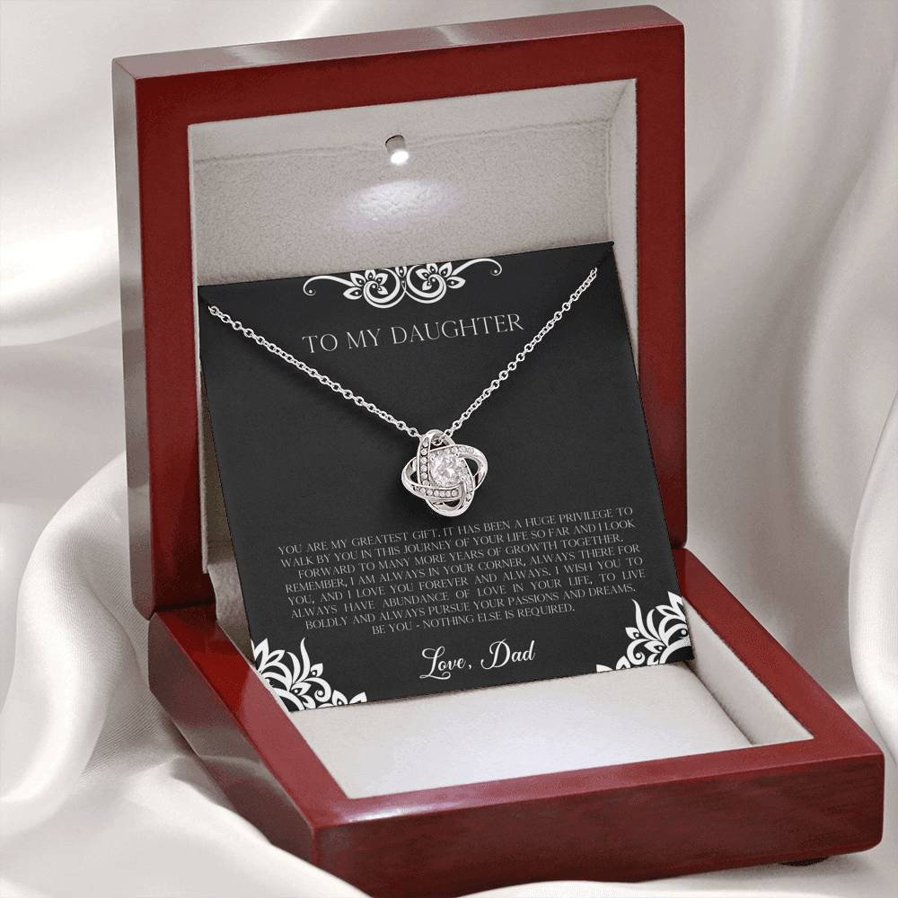To My Daughter  Gifts, You Are My Greatest Gift, Love Knot Necklace For Women, Birthday Present Idea From Dad