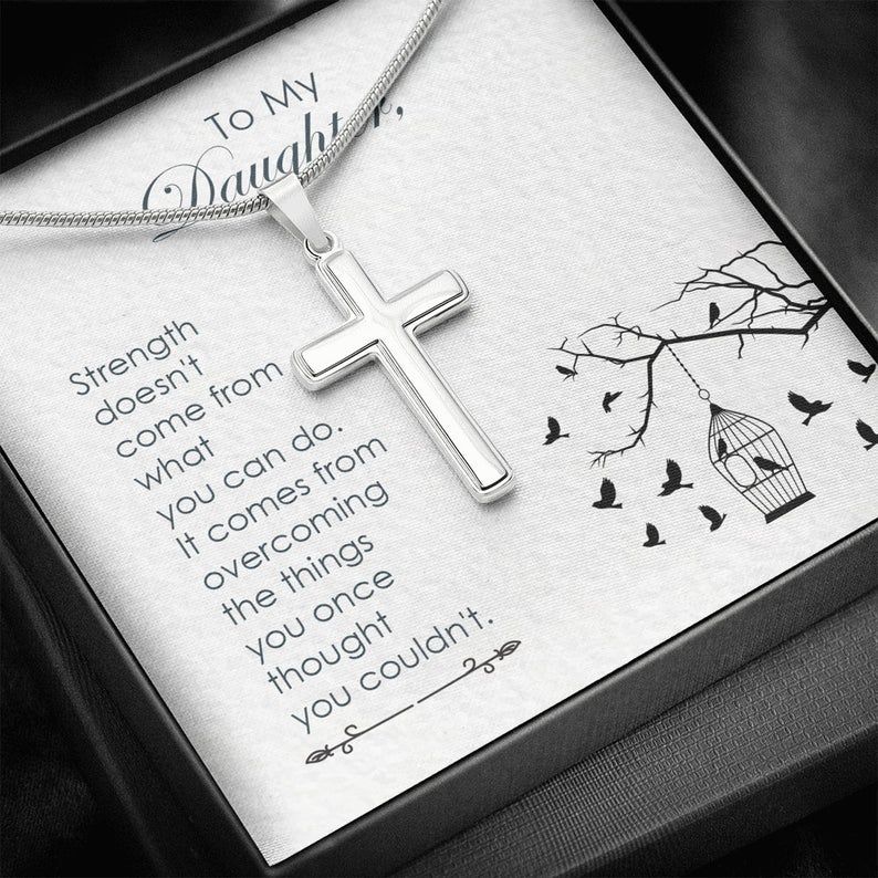 To My Daughter Cross Inspirational Necklace Cross Necklace Daughter Necklace