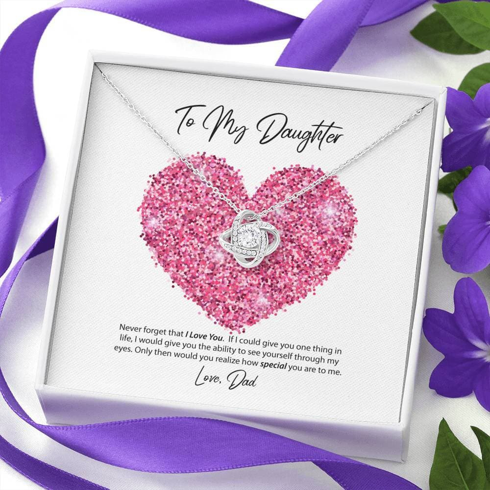 To My Daughter From Dad Love Knot Necklace