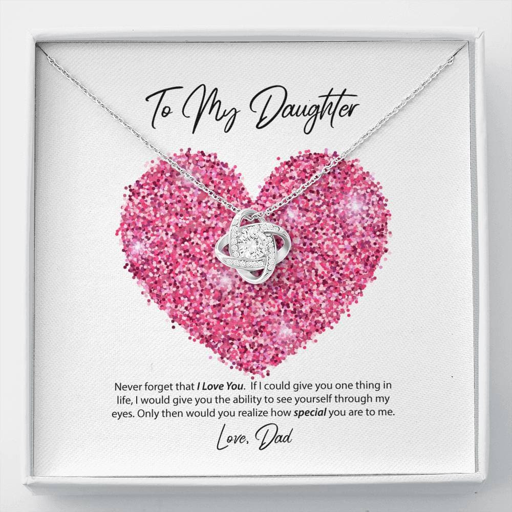 To My Daughter From Dad Love Knot Necklace
