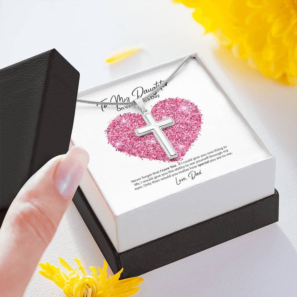 To My Daughter From Dad Valentine’s Day Cross Necklace