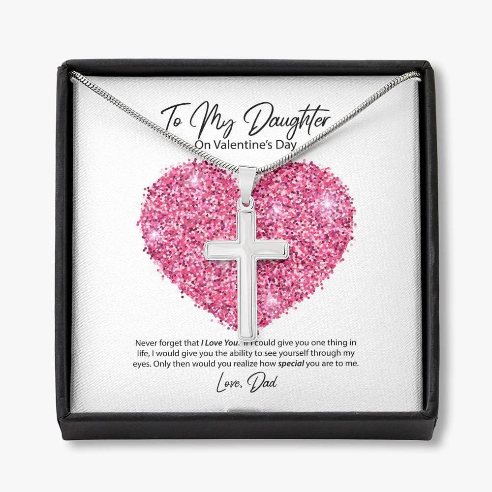 To My Daughter From Dad Valentine’s Day Cross Necklace
