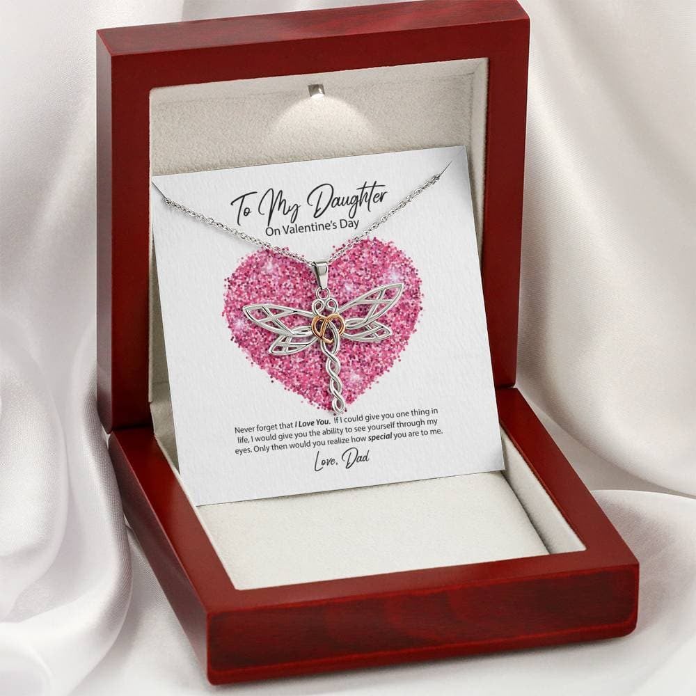To My Daughter from Dad Valentine’s Day Dragonfly Necklace