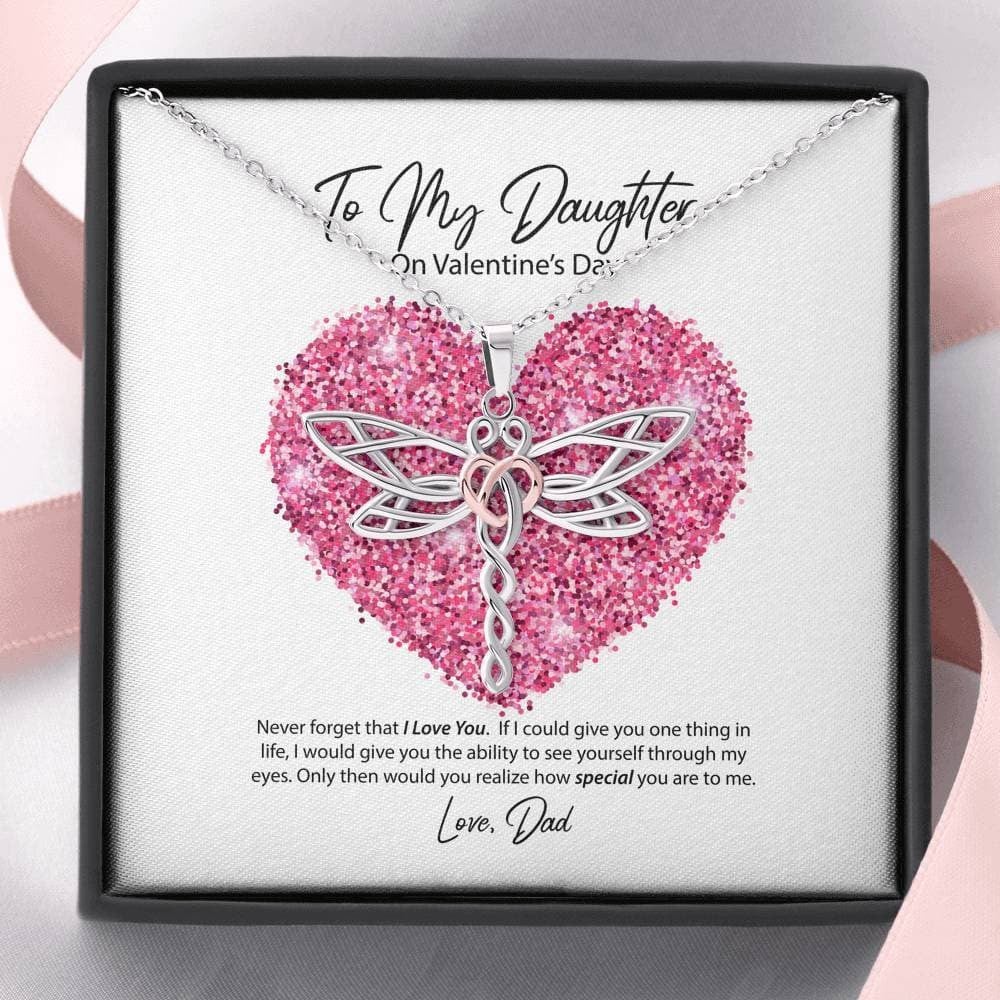 To My Daughter from Dad Valentine’s Day Dragonfly Necklace