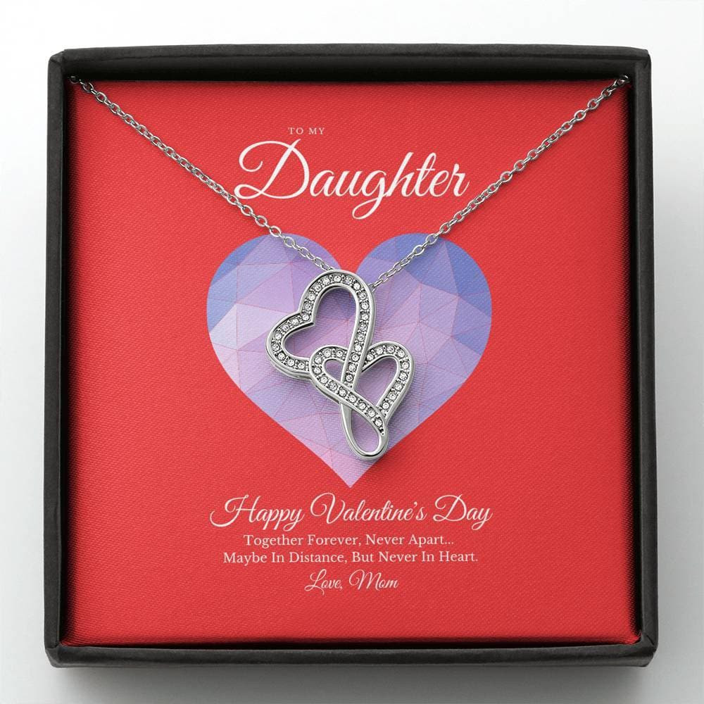 To My Daughter from Mom Valentine’s Day Double Hearts Necklace