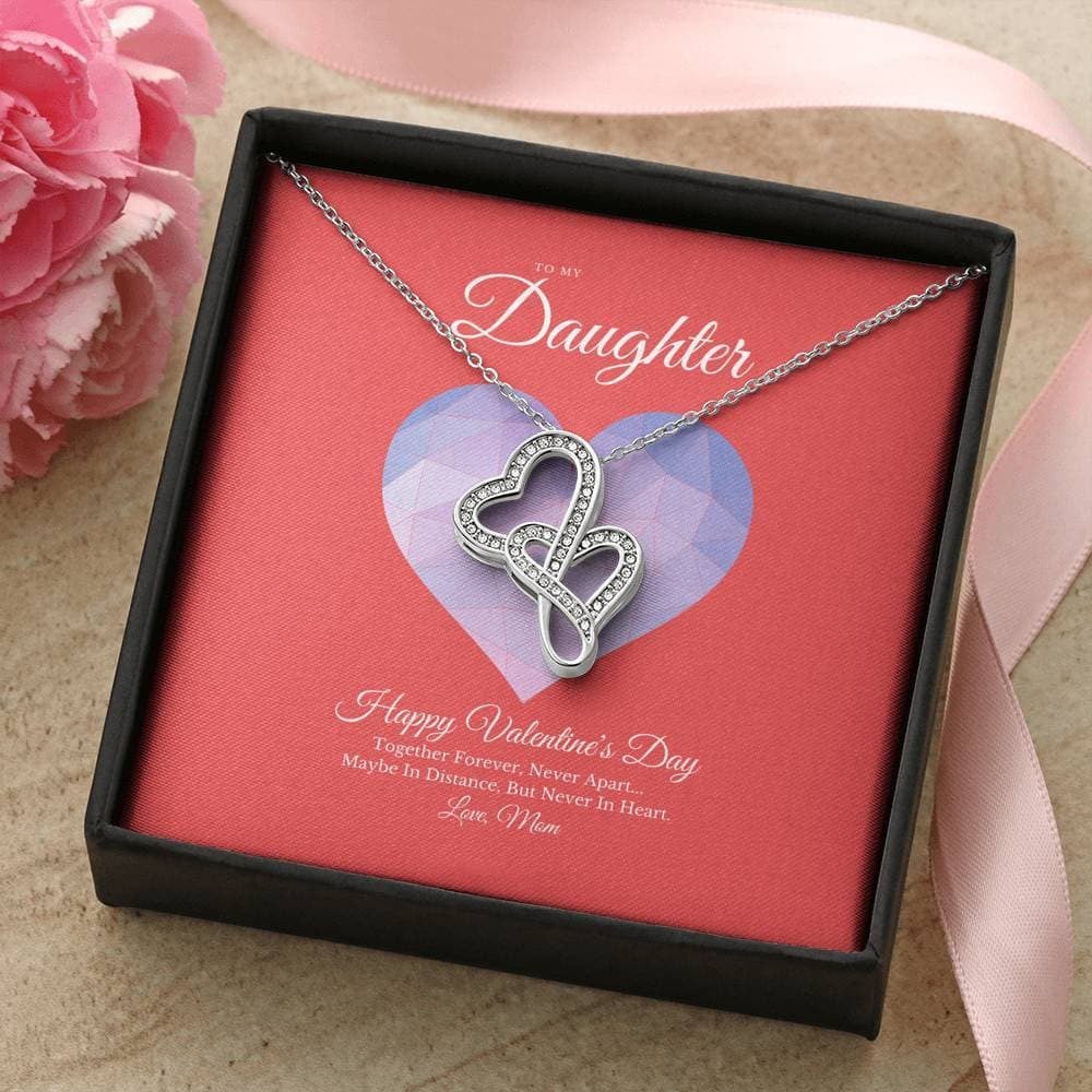 To My Daughter from Mom Valentine’s Day Double Hearts Necklace