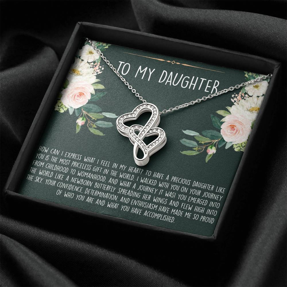 To My Daughter Gifts, How Can I Express What I Feel In My Heart, Double Heart Necklace For Women, Birthday Present Ideas From Mom Dad