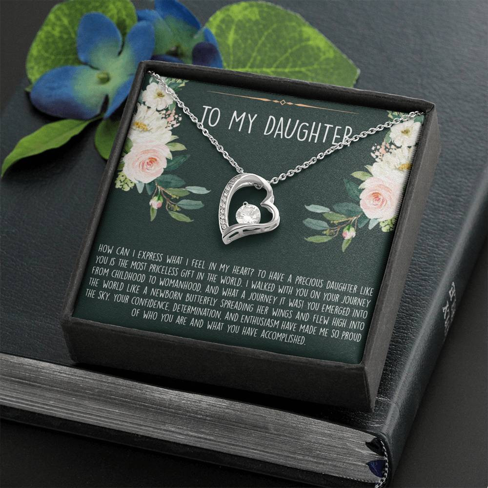 To My Daughter Gifts, How Can I Express What I Feel In My Heart, Forever Love Heart Necklace For Women, Birthday Present Ideas From Mom Dad