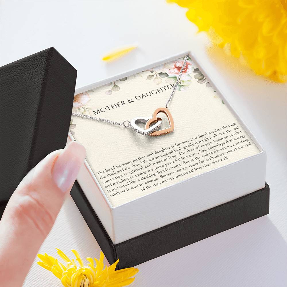 To My Daughter Gifts, Mother and Daughter Bond, Interlocking Heart Necklace For Women, Birthday Present Idea From Mom