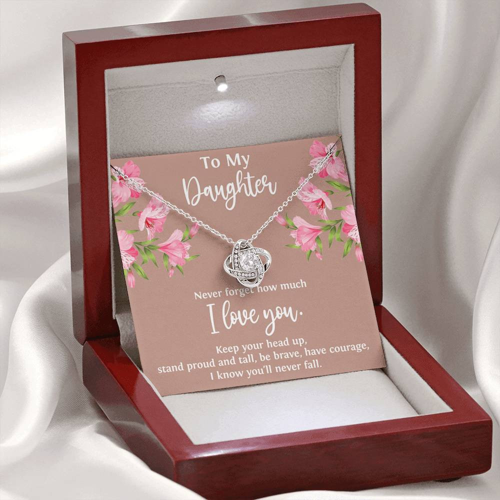 To My Daughter Gifts, Never Forget How Much I Love You, Love Knot Necklace For Women, Birthday Present Ideas From Mom Dad