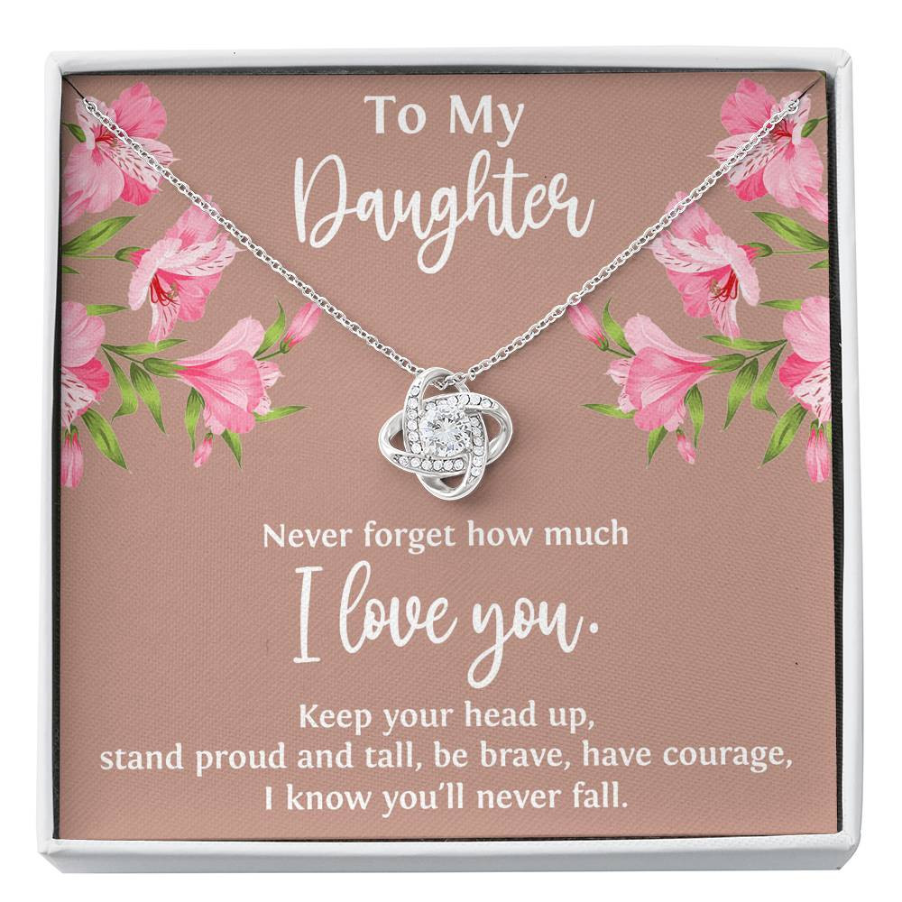 To My Daughter Gifts, Never Forget How Much I Love You, Love Knot Necklace For Women, Birthday Present Ideas From Mom Dad