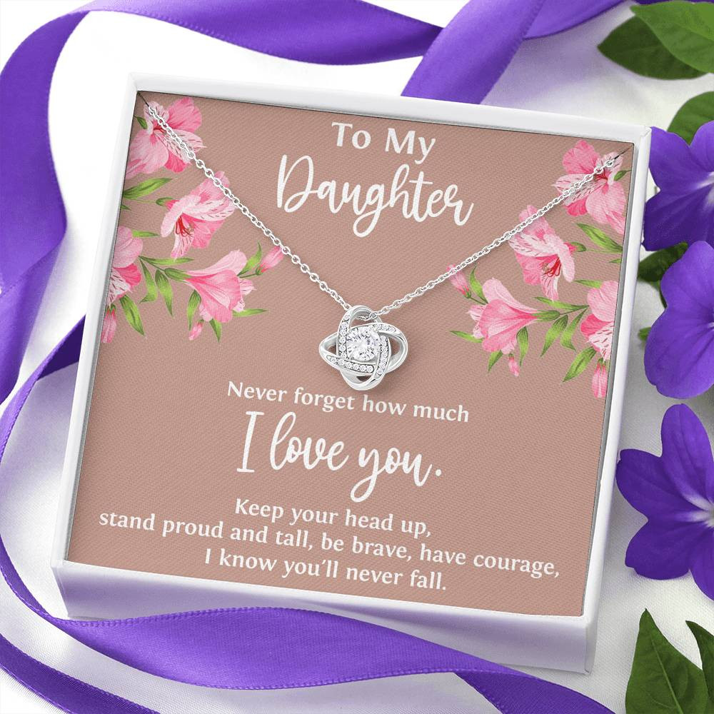 To My Daughter Gifts, Never Forget How Much I Love You, Love Knot Necklace For Women, Birthday Present Ideas From Mom Dad