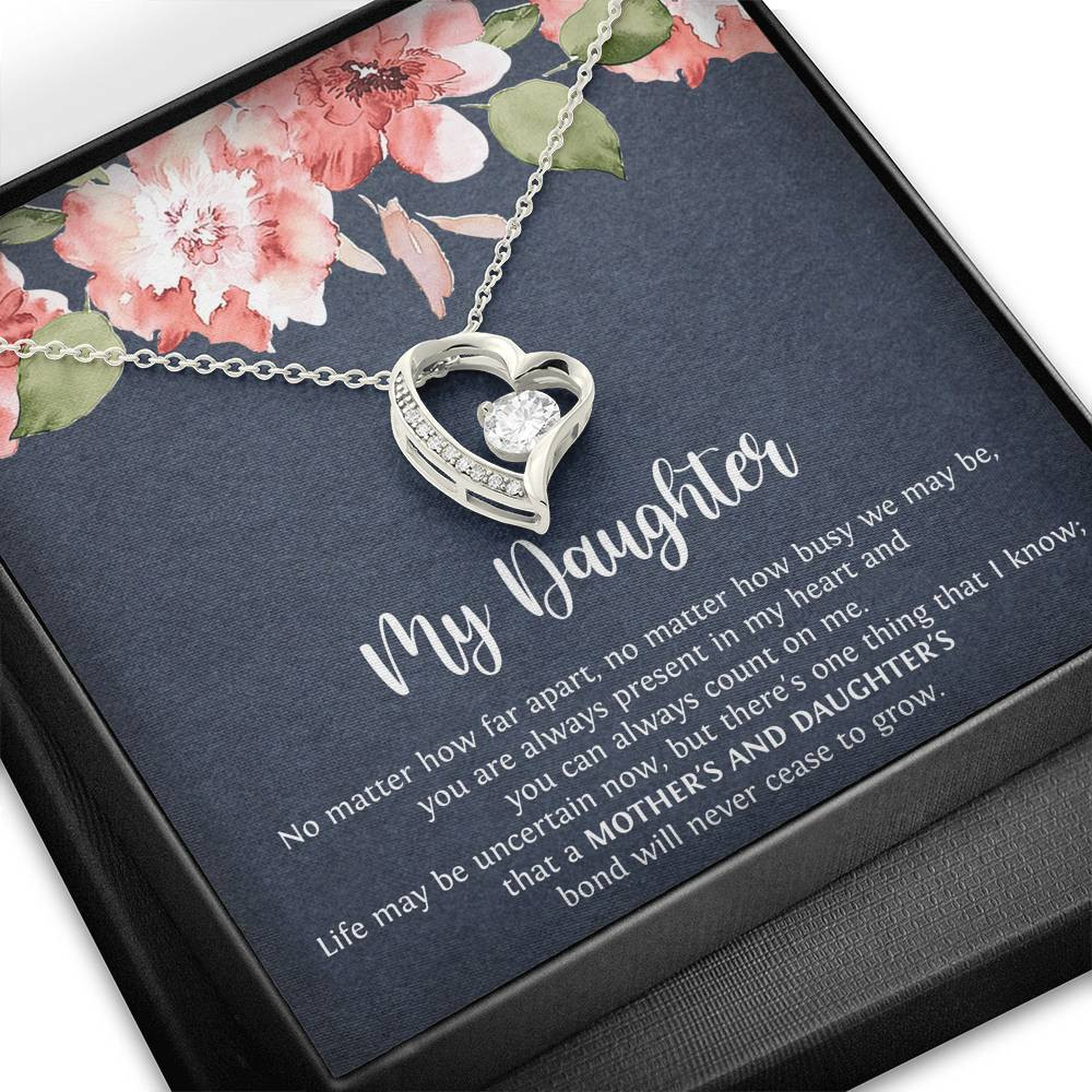 To My Daughter Gifts, No Matter How Far Apart, Forever Love Heart Necklace For Women, Birthday Present Idea From Mom