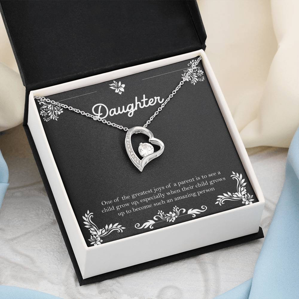 To My Daughter Gifts, One Of The Greatest Joys of a Parent, Forever Love Heart Necklace For Women, Birthday Present Ideas From Mom Dad