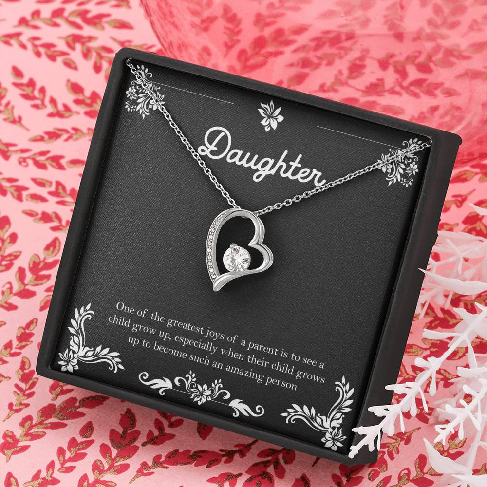 To My Daughter Gifts, One Of The Greatest Joys of a Parent, Forever Love Heart Necklace For Women, Birthday Present Ideas From Mom Dad