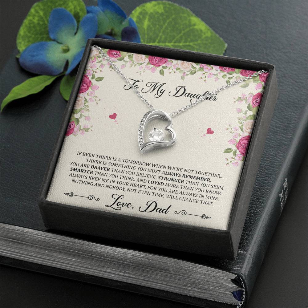 To My Daughter Gifts, You Are Braver Than You Believe, Forever Love Heart Necklace For Women, Birthday Present Idea From Dad