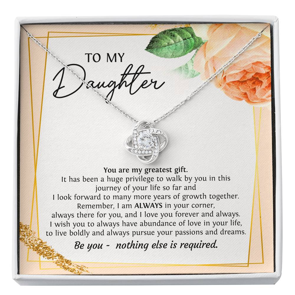 To My Daughter Gifts, You Are My Greatest Gift, Love Knot Necklace For Women, Birthday Present Ideas From Mom Dad