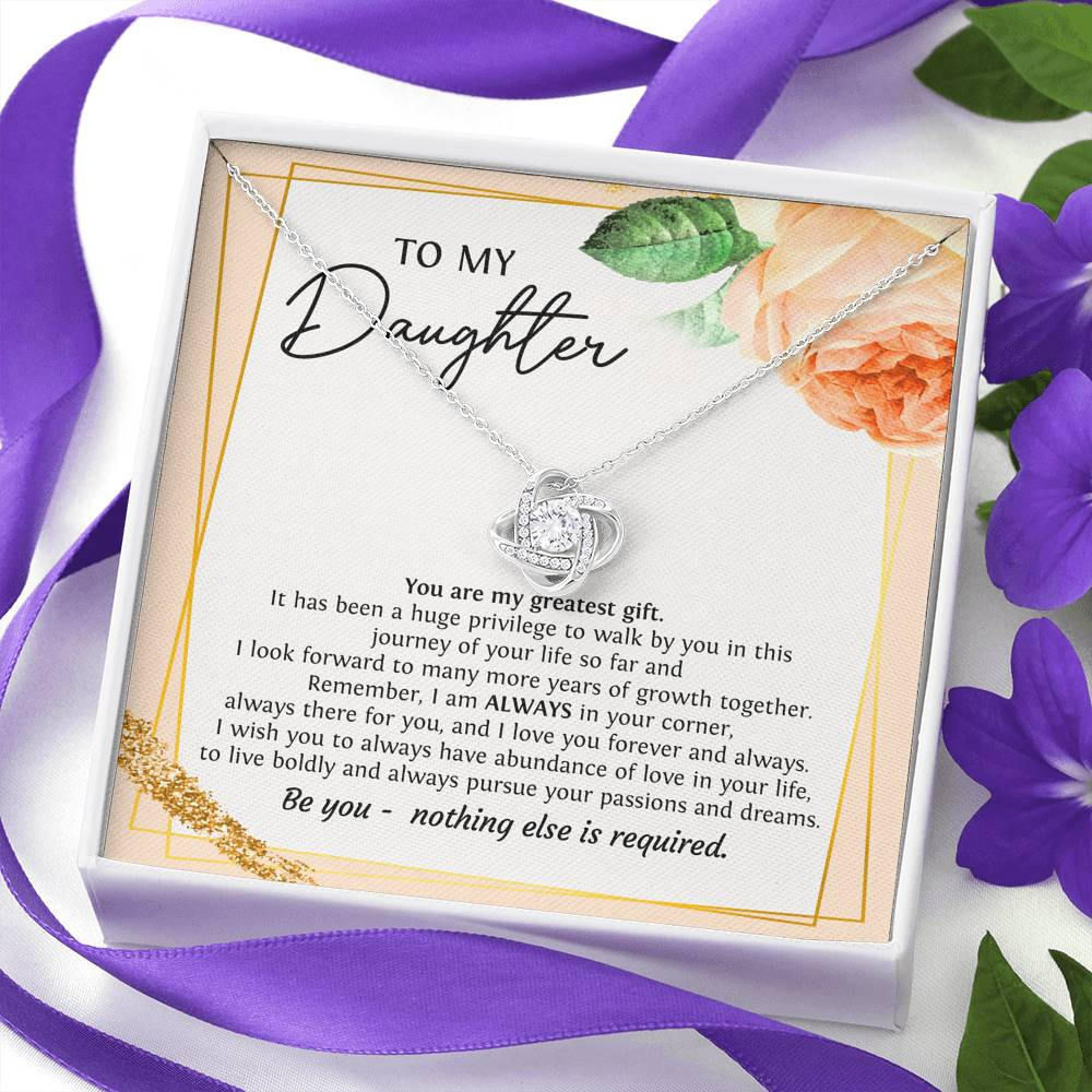 To My Daughter Gifts, You Are My Greatest Gift, Love Knot Necklace For Women, Birthday Present Ideas From Mom Dad