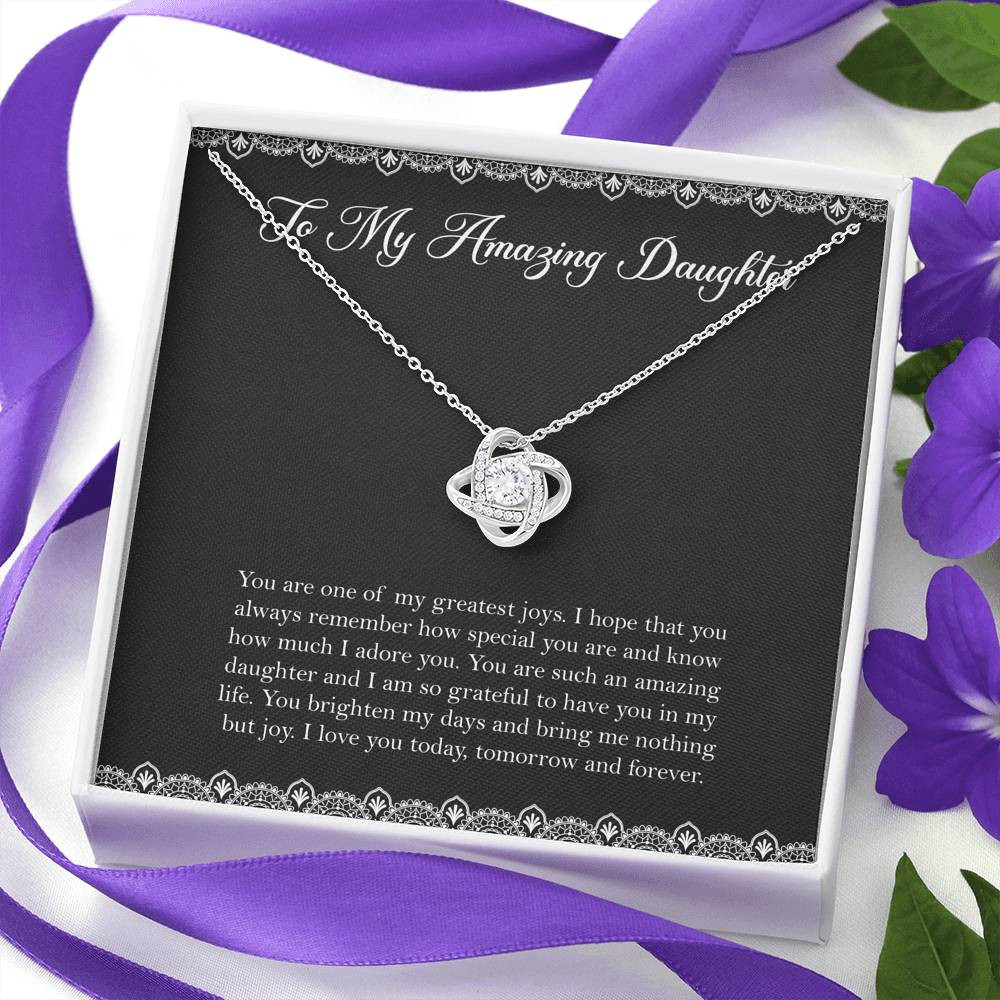 To My Daughter Gifts, You Are One Of My Greatest Joys, Love Knot Necklace For Women, Birthday Present Ideas From Mom Dad