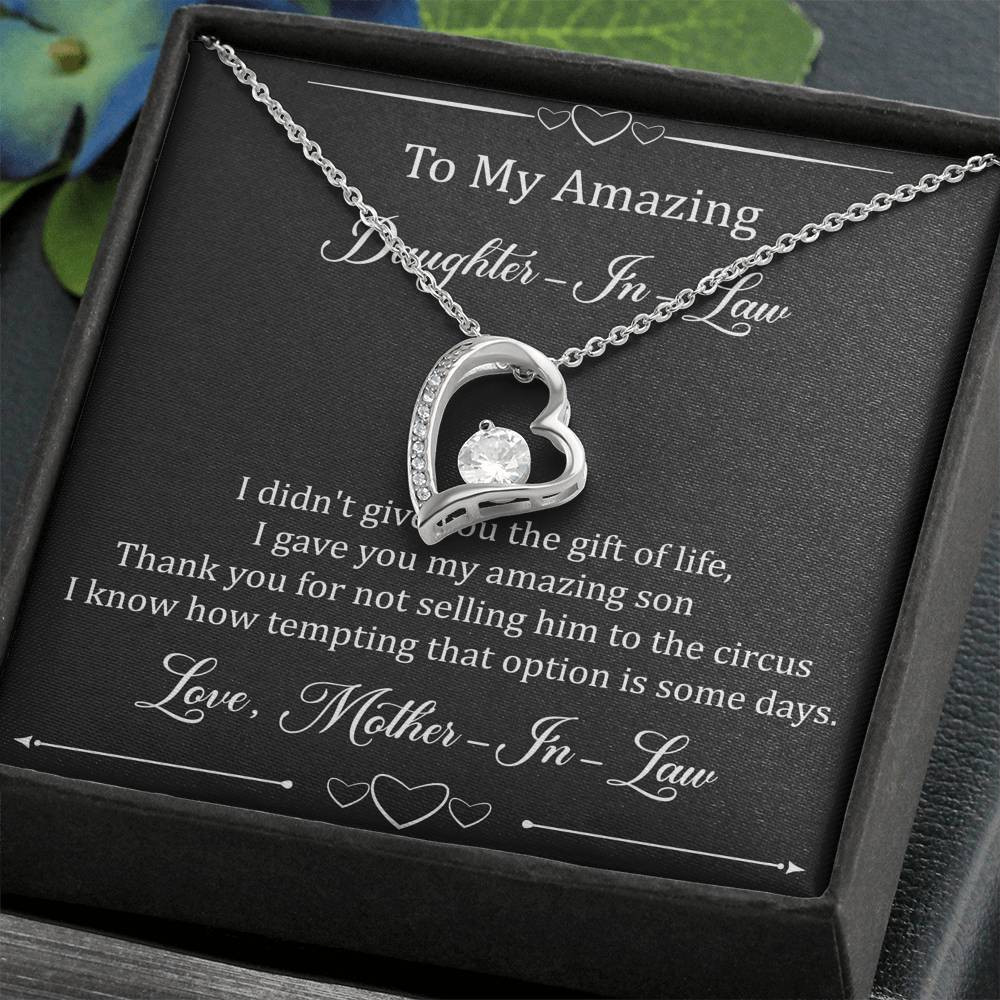 To My Daughter in Law Gifts, I Didn’t Give You The Gift of Life, Forever Love Heart Necklace For Women, Birthday Present Idea From Mother-in-law