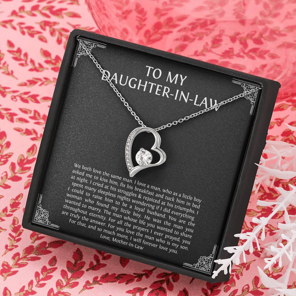 To My Daughter in Law Gifts, I Will Forever Love You, Forever Love Heart Necklace For Women, Birthday Present Idea From Mother-in-law