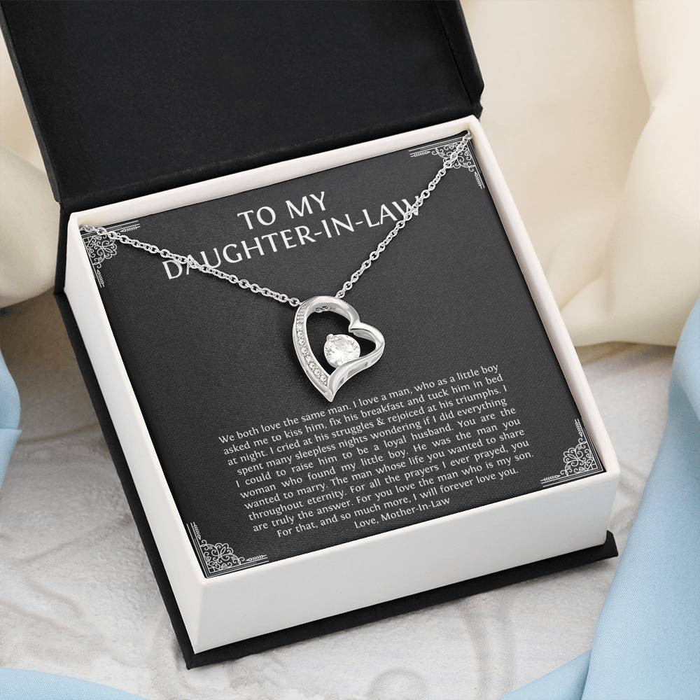 To My Daughter in Law Gifts, I Will Forever Love You, Forever Love Heart Necklace For Women, Birthday Present Idea From Mother-in-law
