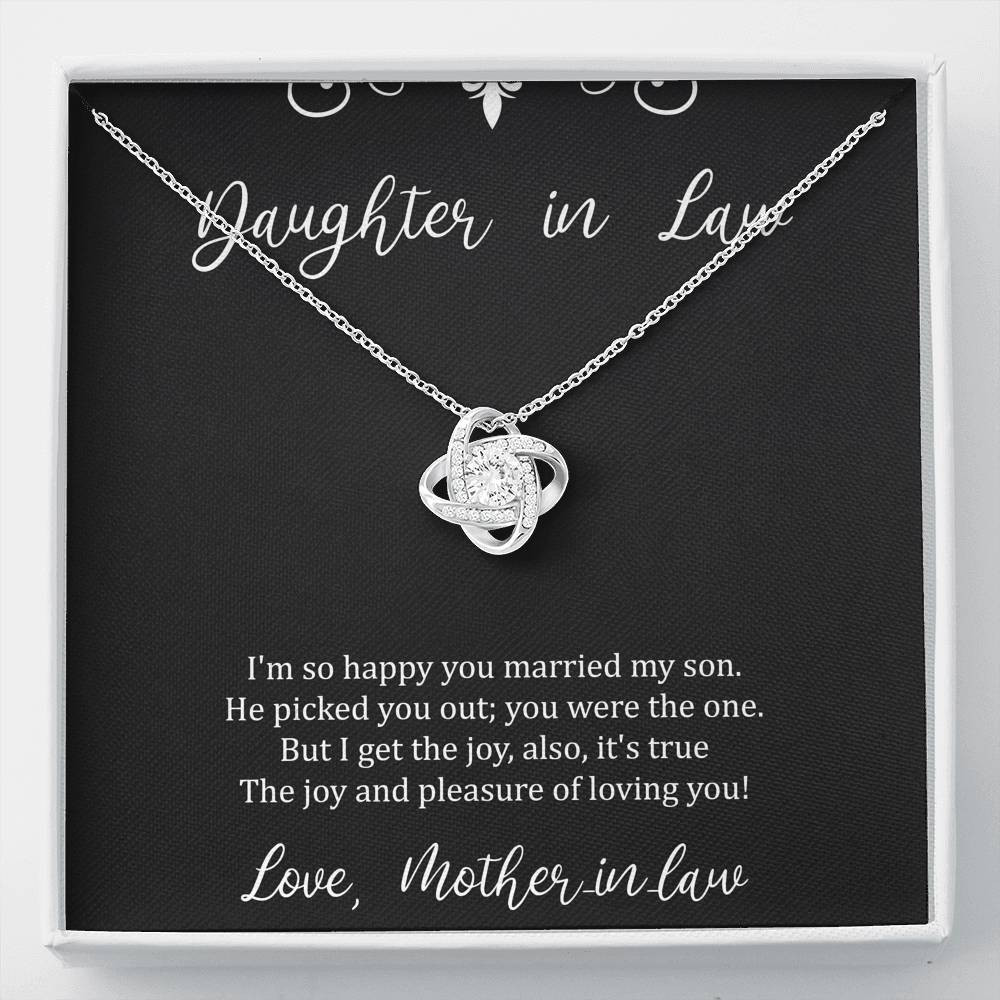 To My Daughter in Law Gifts, I’m So Happy You Married My Son, Love Knot Necklace For Women, Birthday Present Idea From Mother-in-law