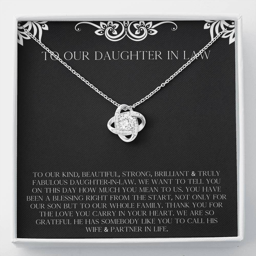 To My Daughter in Law Gifts, Thank You For The Love, Love Knot Necklace For Women, Birthday Present Idea From Mother-in-law